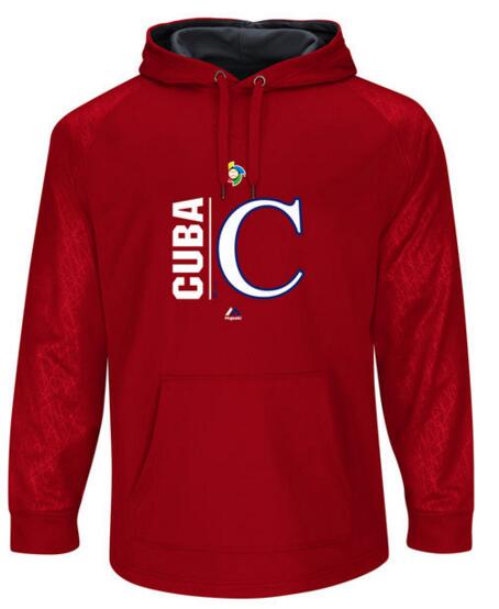 Cuba Baseball Majestic World Baseball Classic Team Icon Fleece Pullover Hoodie Scarlet Graphite - Click Image to Close